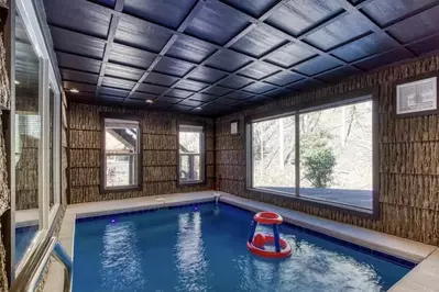 the view of the pool at poolin' around cabin