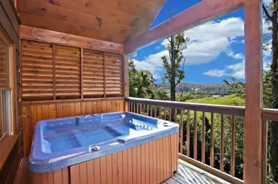 hot tub on deck of affordable cabin in gatlinburg