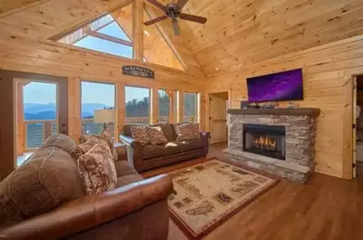 living room in cabin