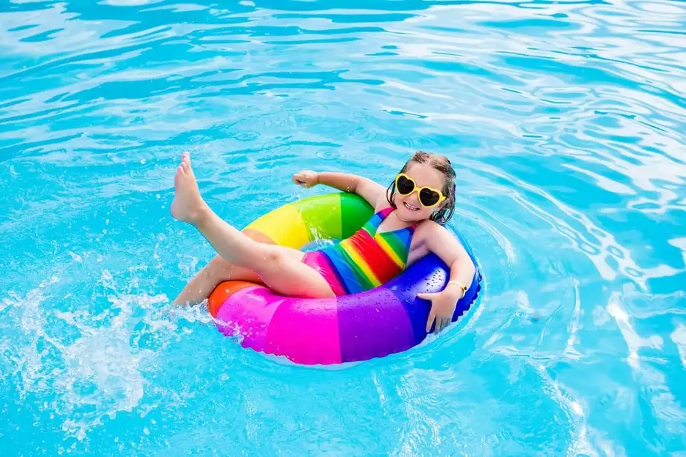 little girl swimming