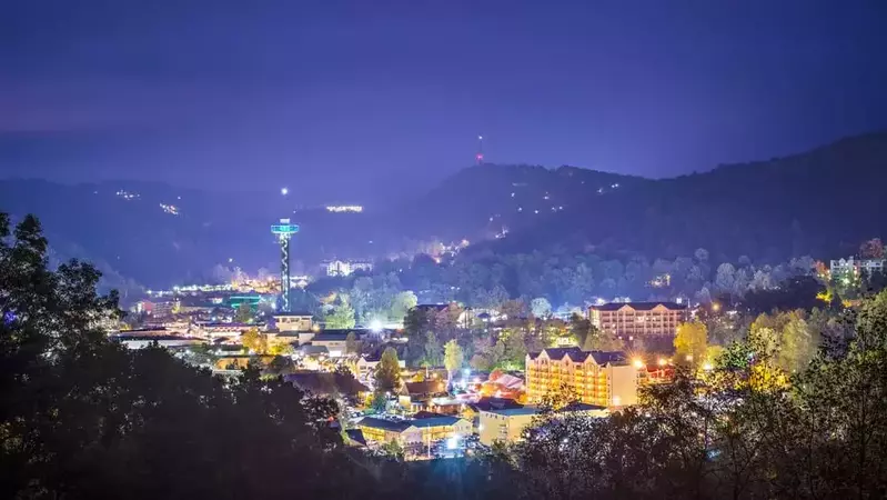 Night view of downtown Gatlinburg TN