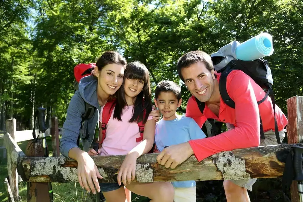 Young family on a hike in the Smoky Mountains