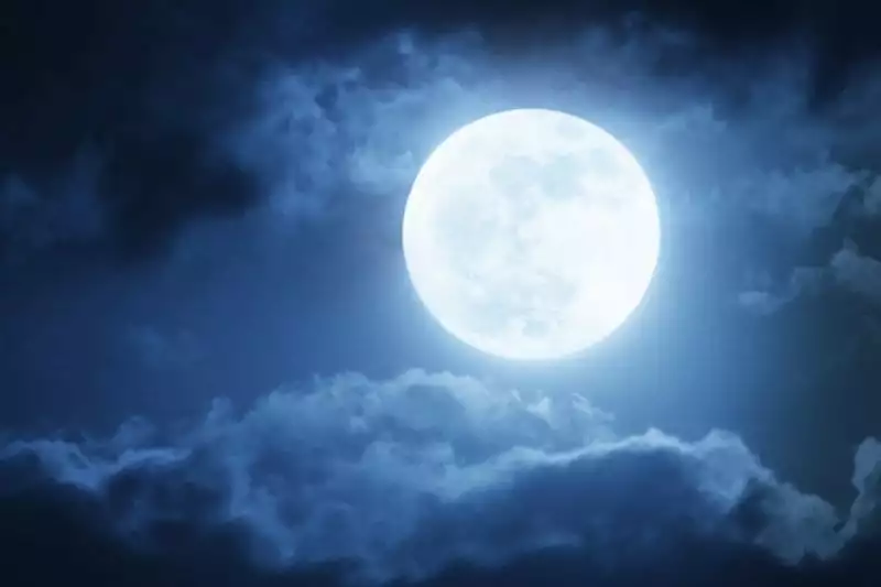 Full moon in a cloudy sky