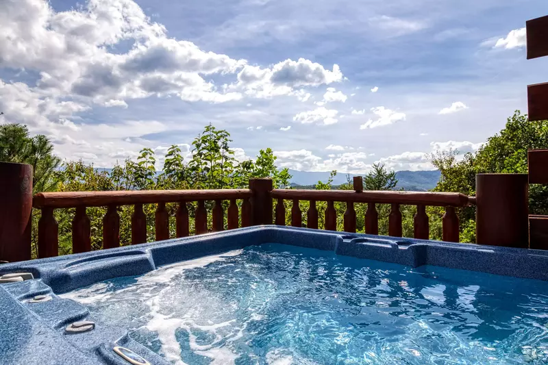 hot tub on cabin deck