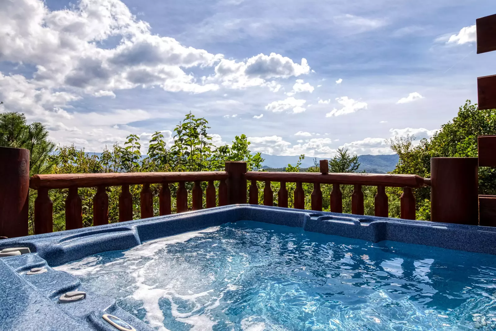 hot tub on cabin deck