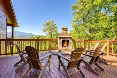 Gatlinburg cabin with a mountain view from deck