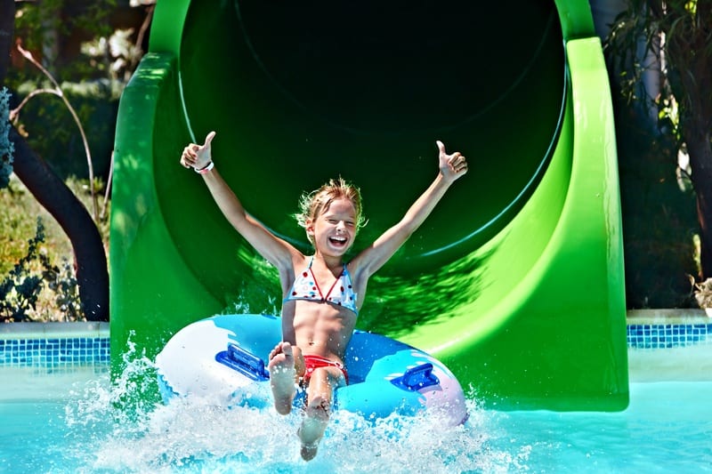 Young girl on water slide in Pigeon Forge Tn