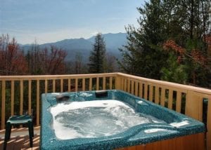 Incredible mountain view from a Gatlinburg cabin with a hot tub