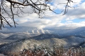 Beautiful photo of the Smoky Mountains covered in fresh snow