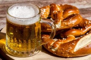 German pretzels and beer