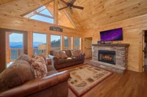 living room in cabin